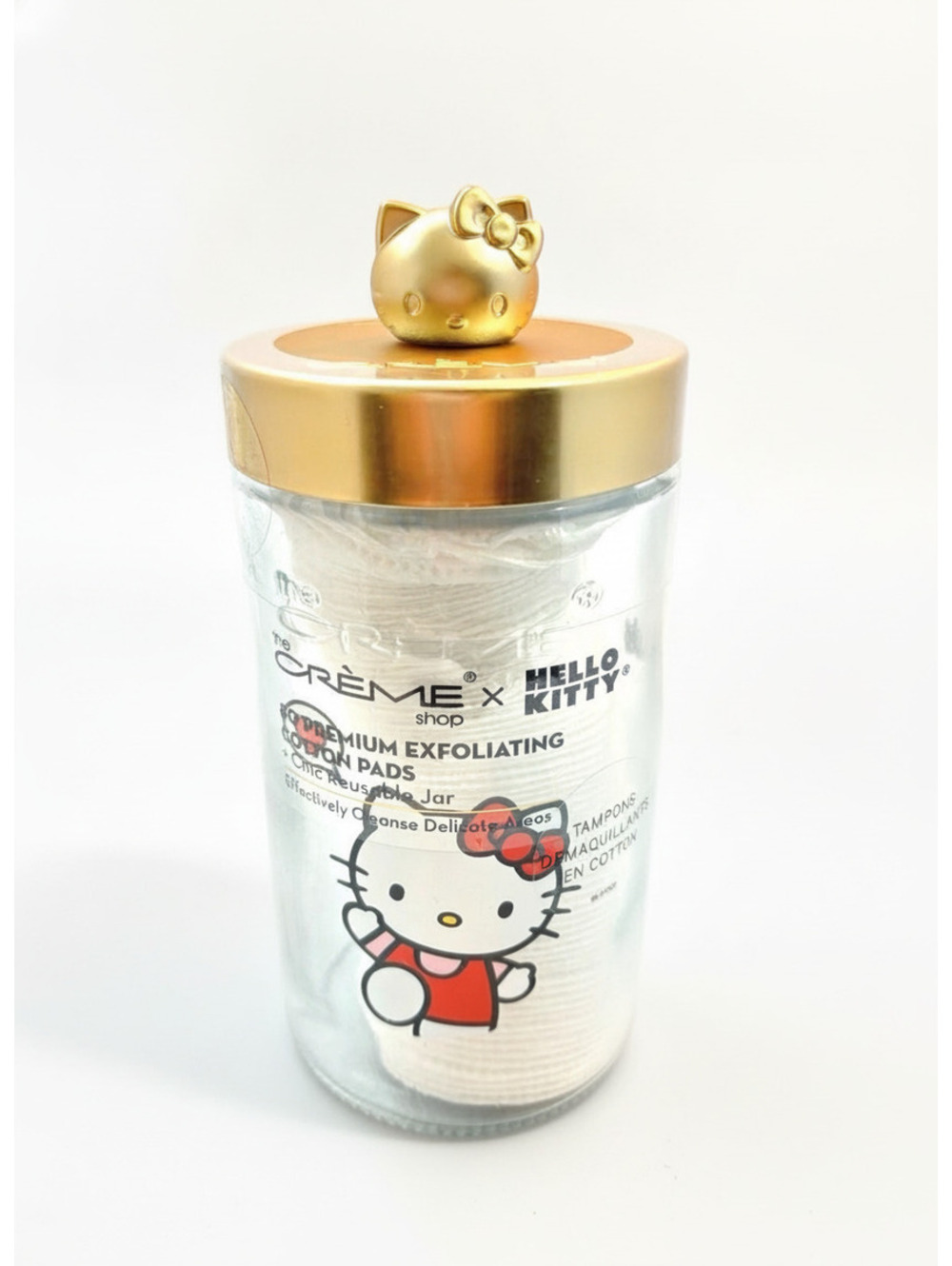 The Crème Shop x Hello Kitty Exfoliating Cotton Pads in Reusable Glass Jar